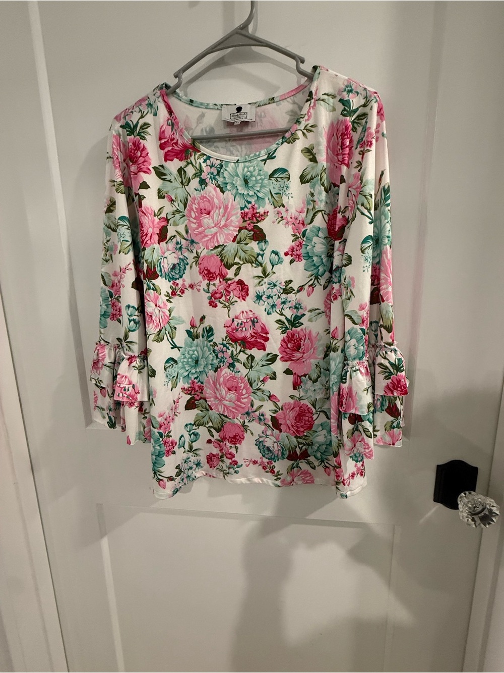 Dainty Jewells Pink & Mint Floral Ruffle Sleeve Top
